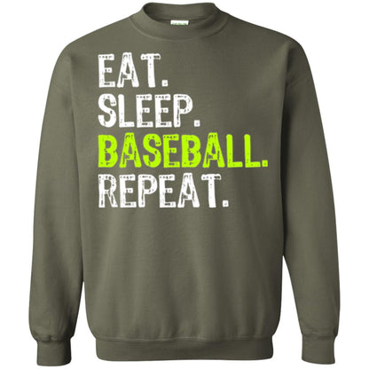 Baseball T-shirt Eat Sleep Baseball Repeat Military Green