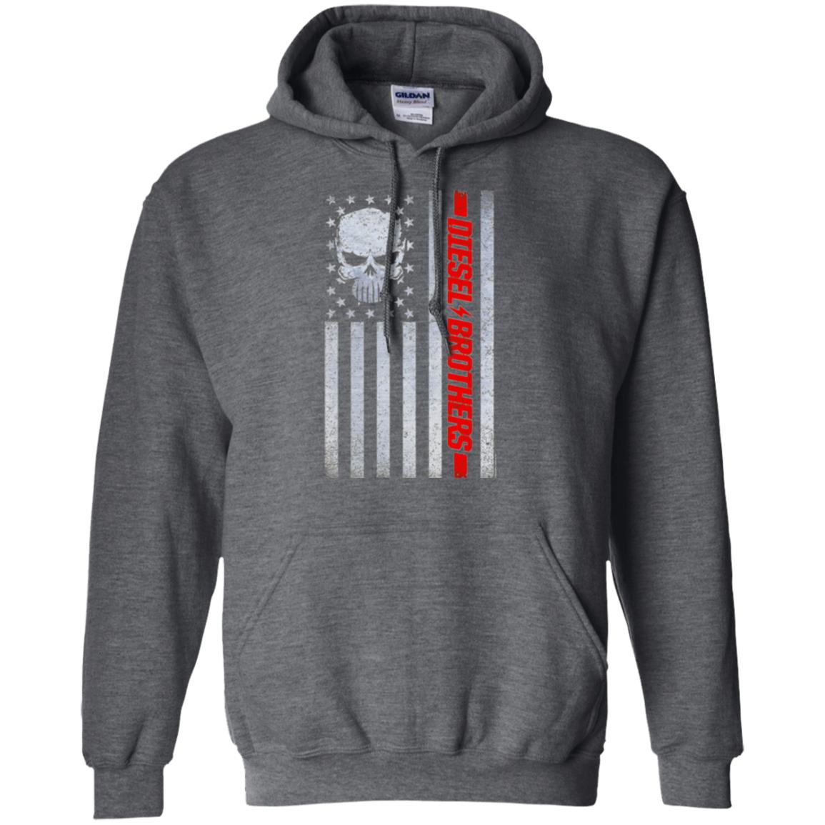 Grungy American Flag Skull Diesel Brothers T-shirt Dark Heather