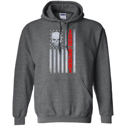 Grungy American Flag Skull Diesel Brothers T-shirt Dark Heather