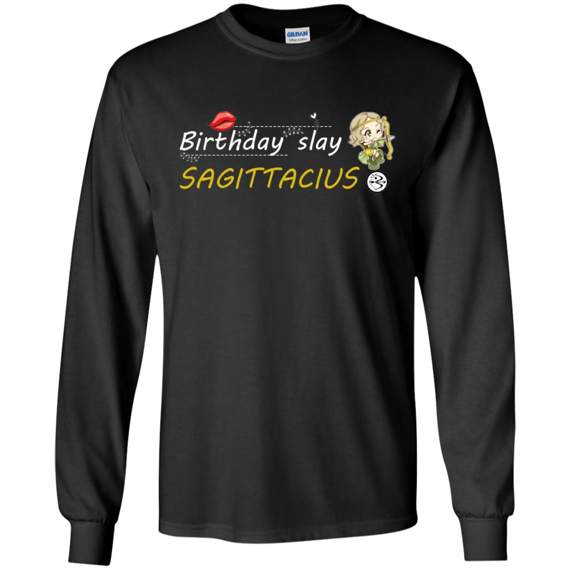 Cute Sagittarius Girl Birthday Lip Slay T-shirt Black