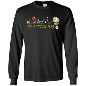Cute Sagittarius Girl Birthday Lip Slay T-shirtG240 Gildan LS Ultra Cotton T-Shirt
