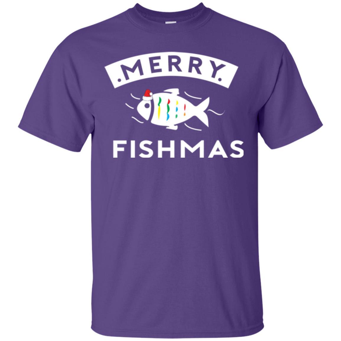 Merry Christmas Fisherman T-shirt Merry Fishmas Purple