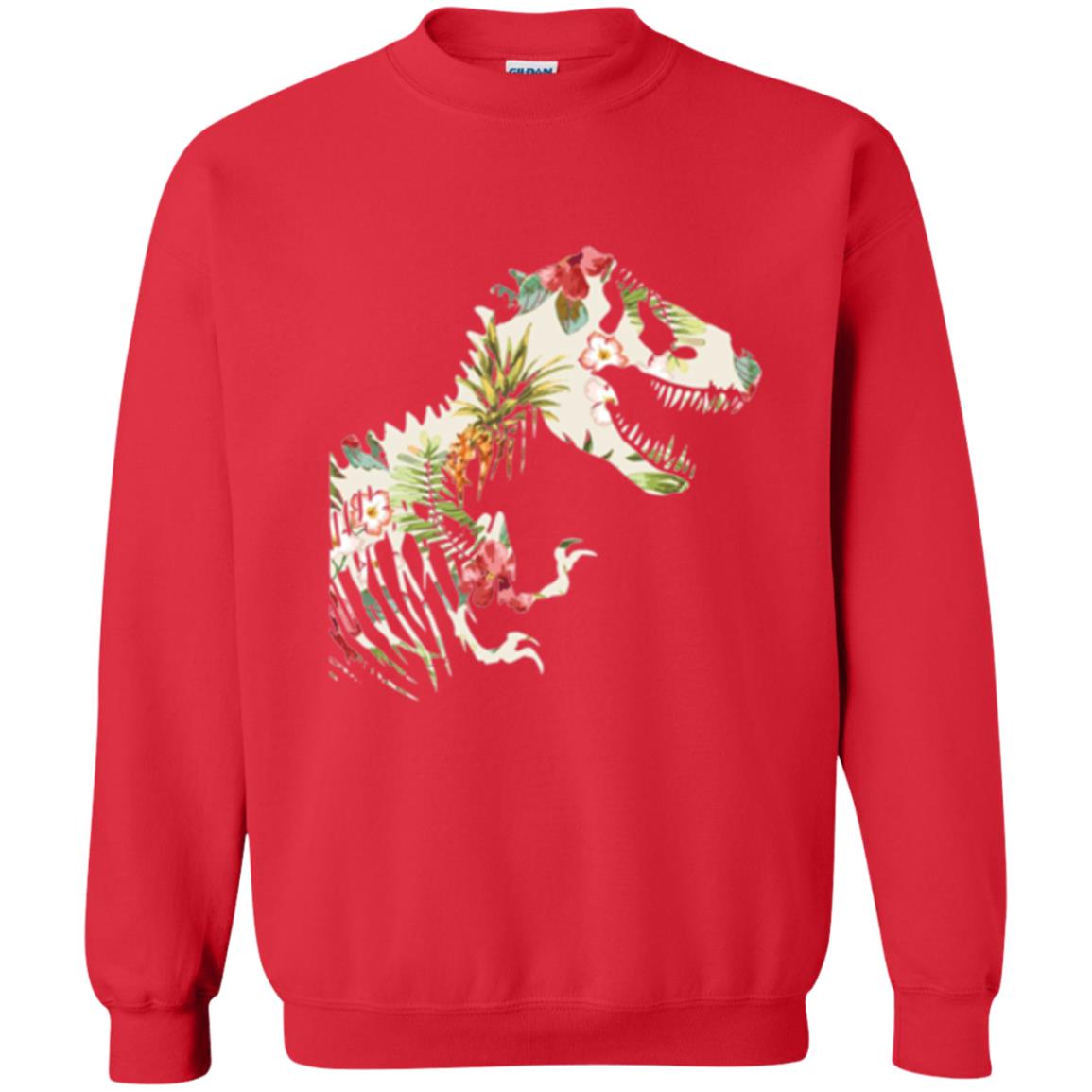 Dinosaur T-shirt Floral Tropical Hawaiian Pattern T Rex Red