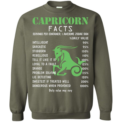Capricorn Facts 1 Awesome Zodiac Sign Gift Shirt For Capricorn Horoscope Military Green
