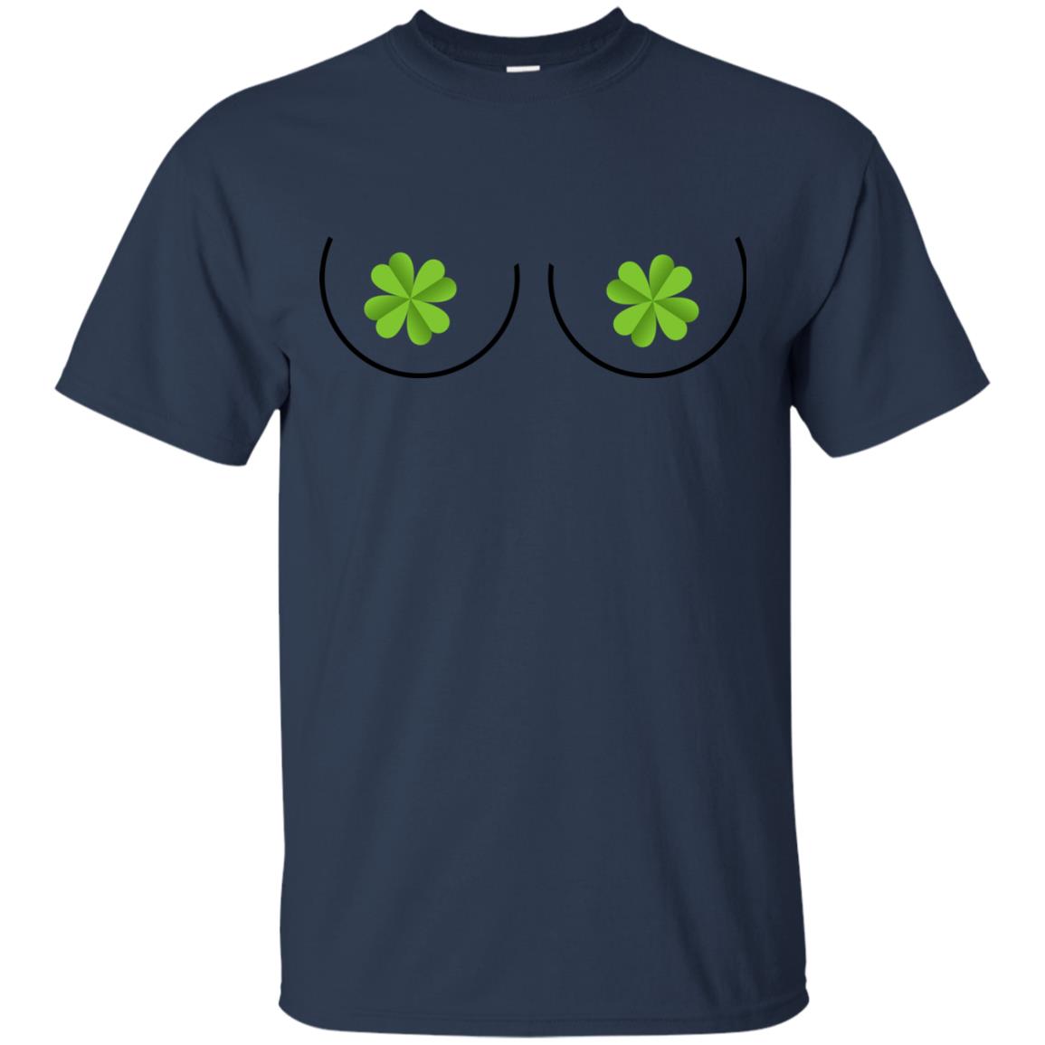 Shamrocks Breast Saint Patrick_s Day T-shirt Navy