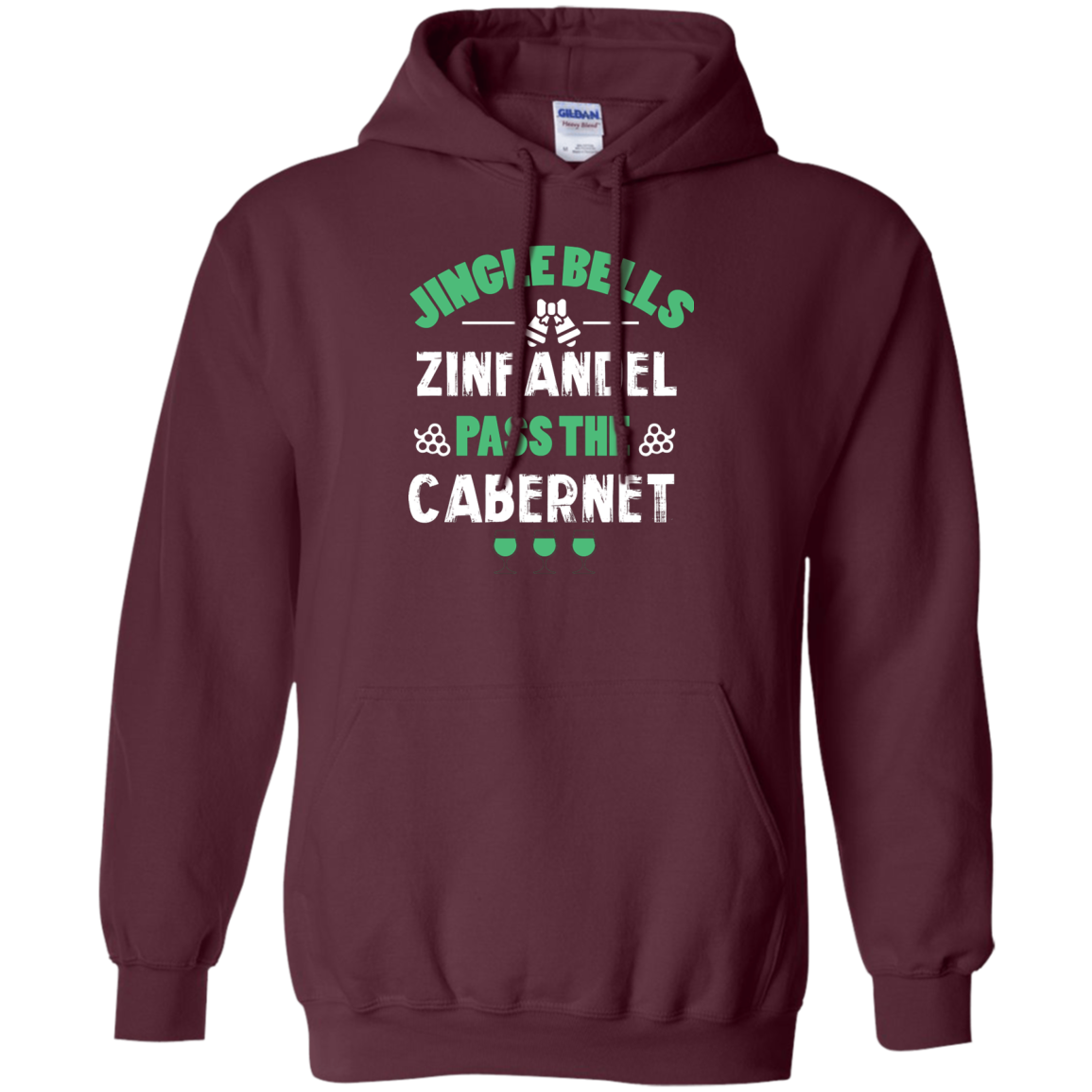 Christmas T-Shirt Jingle Bells Zinfandel Pass The Cabernet Maroon