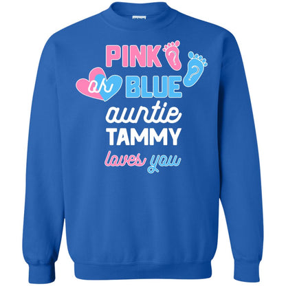 Gender Reveal Aunt Shirt Pink Or Blue Auntie Tammy Love You Royal