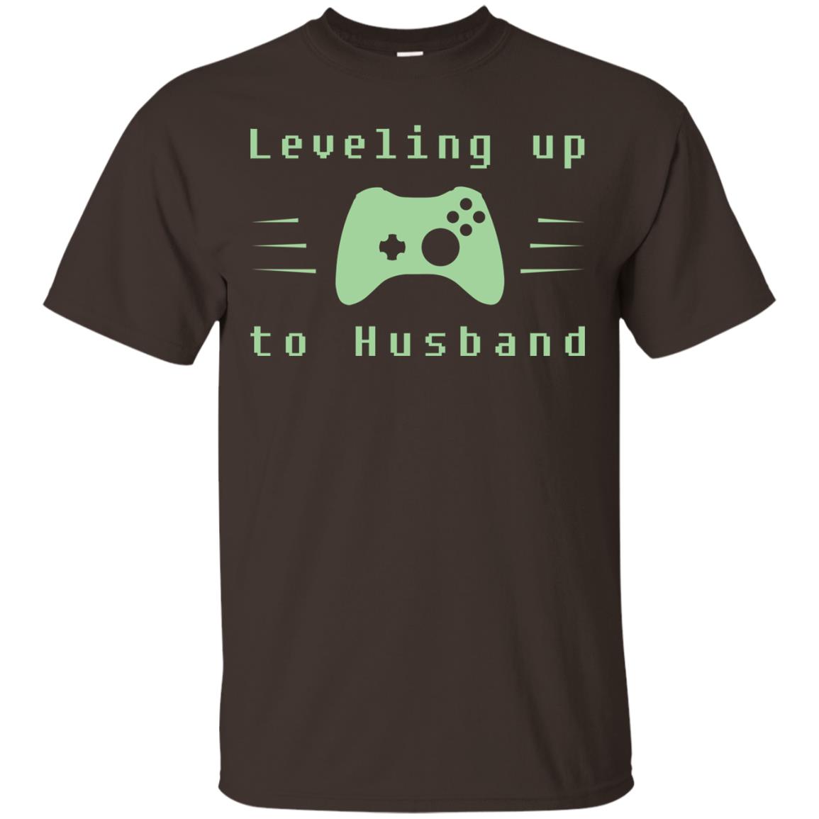 Leveling Up To Husband Gaming Family Shirt Dark Chocolate