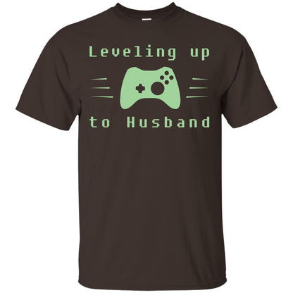Leveling Up To Husband Gaming Family Shirt Dark Chocolate