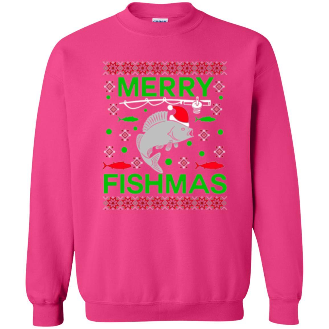 Christmas T-shirt Merry Fishmas Merry Christmas Fisherman Heliconia