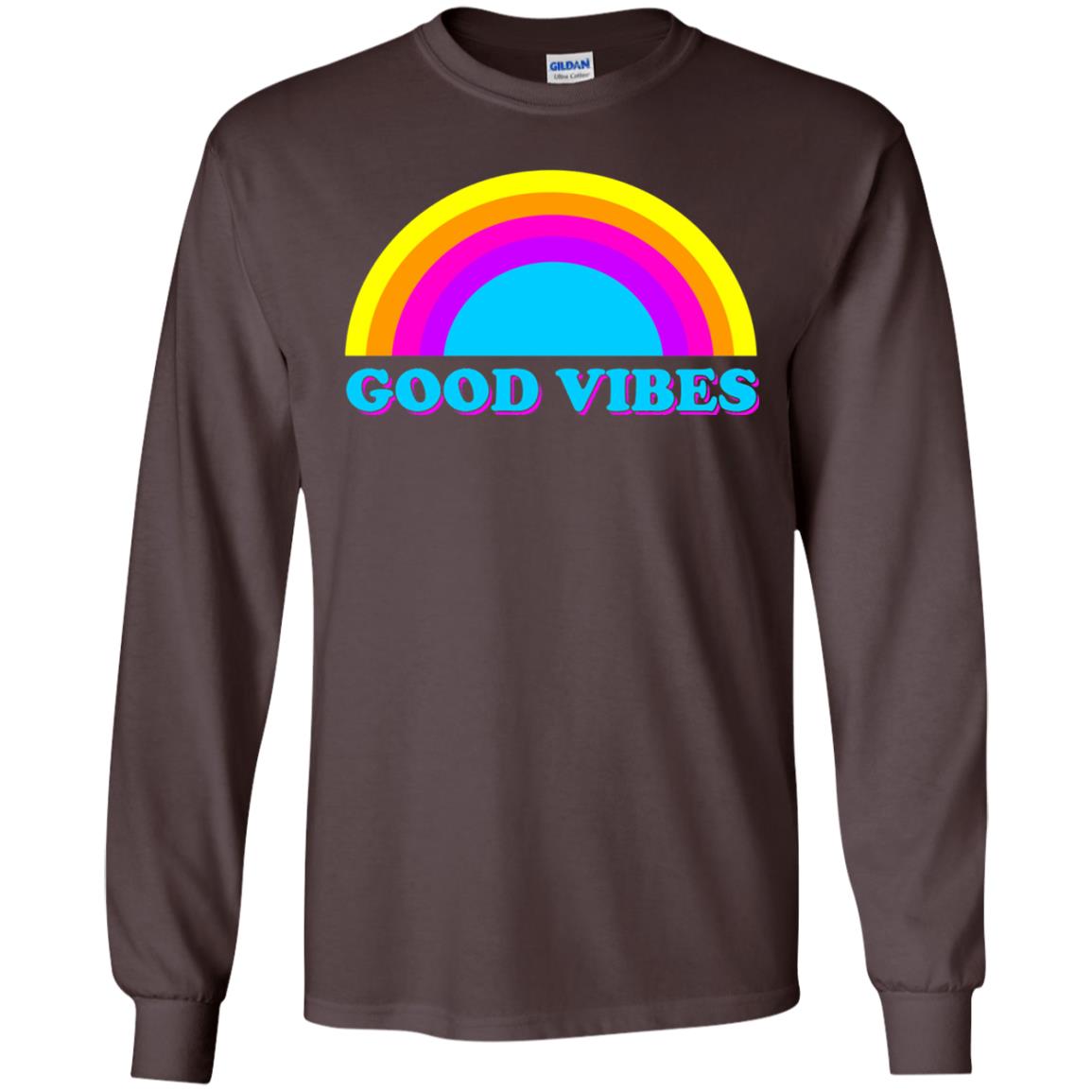 Rainbow Groovy Good Vibes T-shirt Dark Chocolate