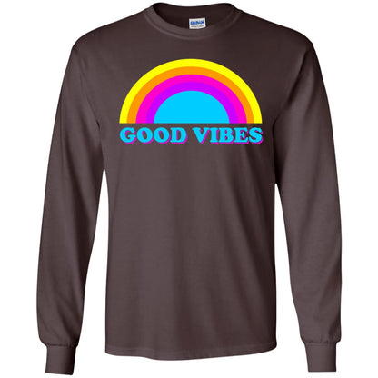 Rainbow Groovy Good Vibes T-shirt Dark Chocolate