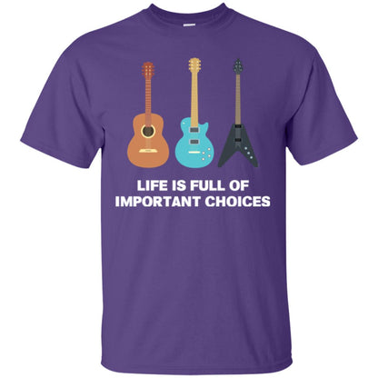 Guitarist T-shirt Life Is Full Of Impotant Choices Purple