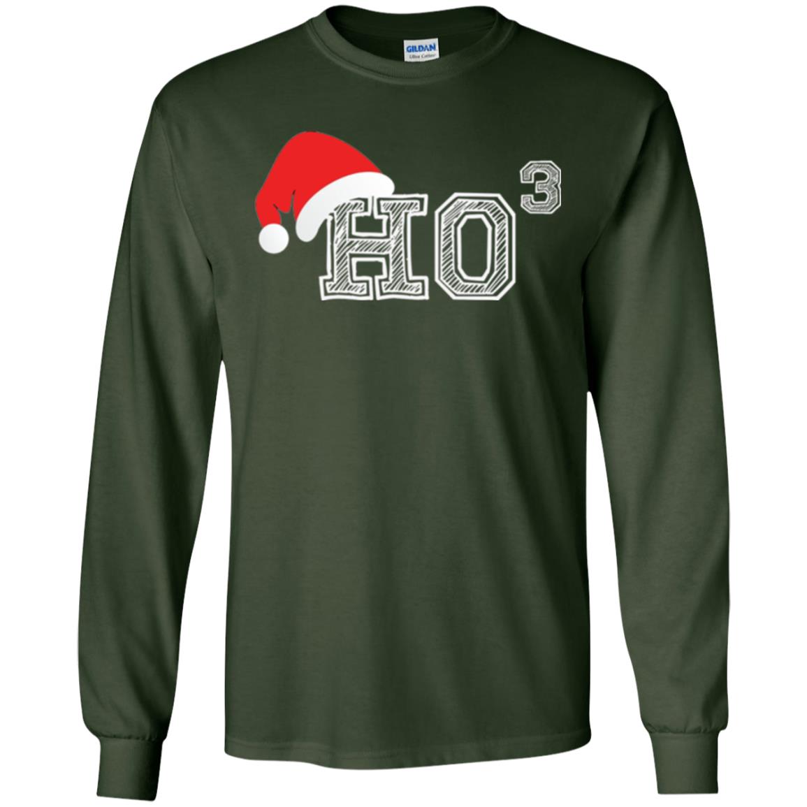 Christmas T Shirt Ho Ho Ho X 3 Third Power Forest Green
