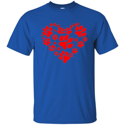 Dog Lover T-shirt Dog Paw Heart Valentine T-shirt Royal