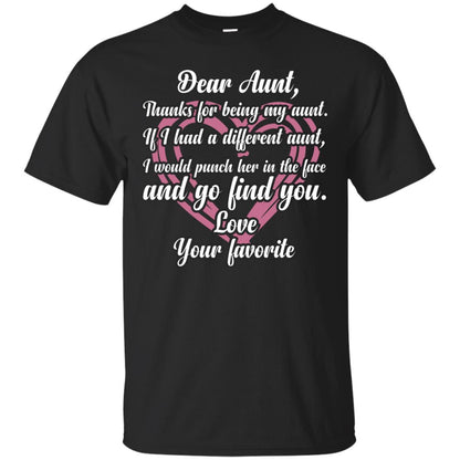 Dear Aunt Thank For Being My Aunt Family T-shirt Black