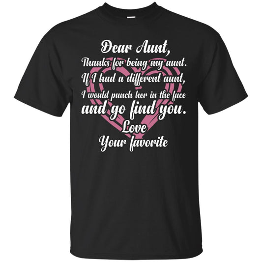 Dear Aunt Thank For Being My Aunt Family T-shirt Black
