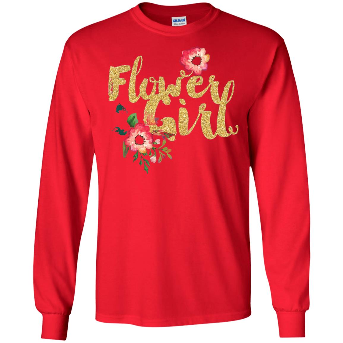 Flower Girl Bridesmaid Wedding Reception T-shirt Red