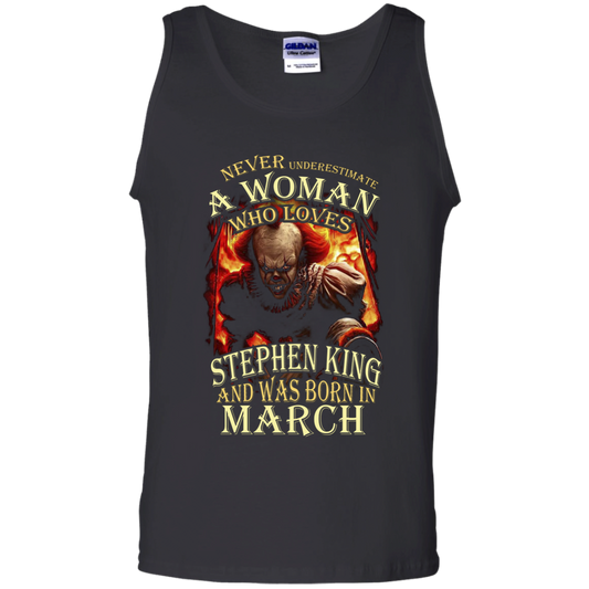 March T-shirt Never Underestimate A Woman Who Loves Stephen King Black