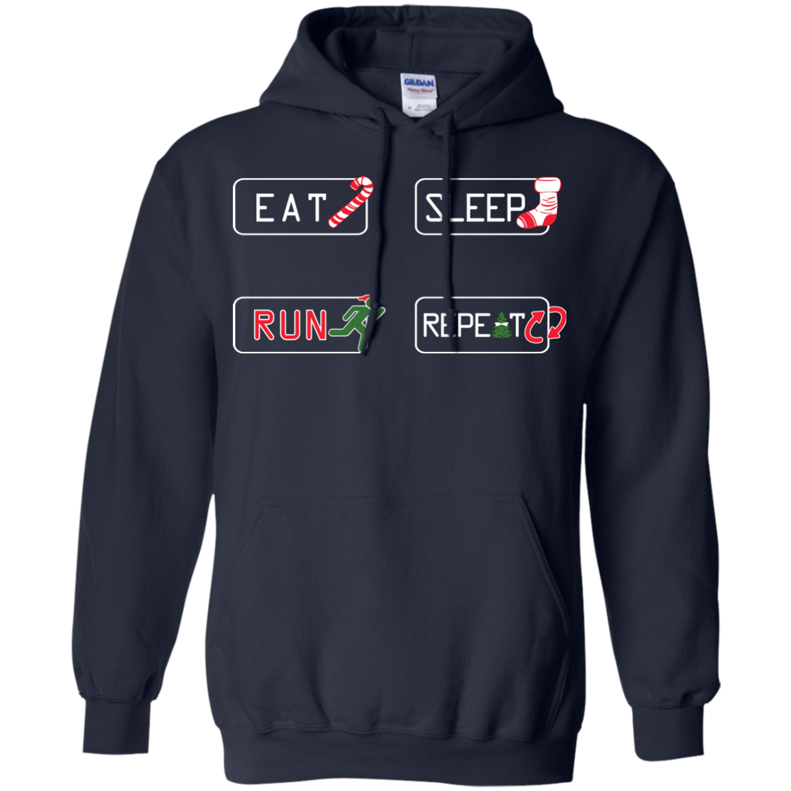 Christmas T-Shirt Eat Sleep Run Repeat Navy