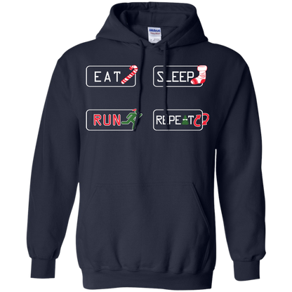 Christmas T-Shirt Eat Sleep Run Repeat Navy