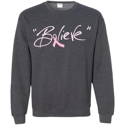 Breast Cancer Awareness Shirt Pink Ribbon Believe Dark Heather