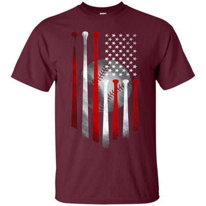 American Flag Baseball Flag Baseball Lover T-shirt Maroon