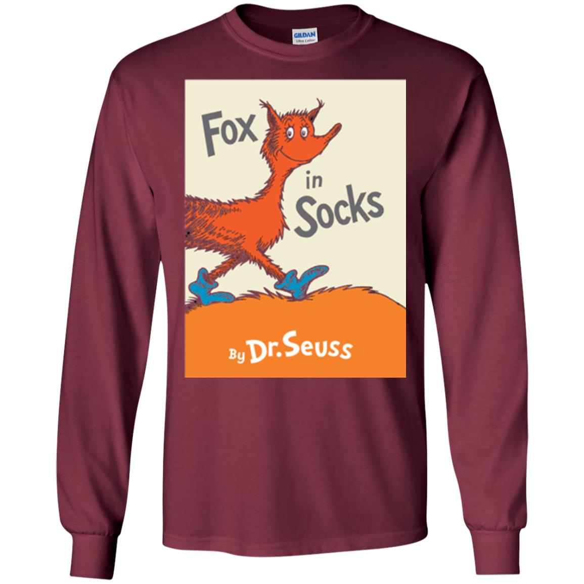 Dr. Seuss Fox In Socks Book Lover T-shirt Maroon