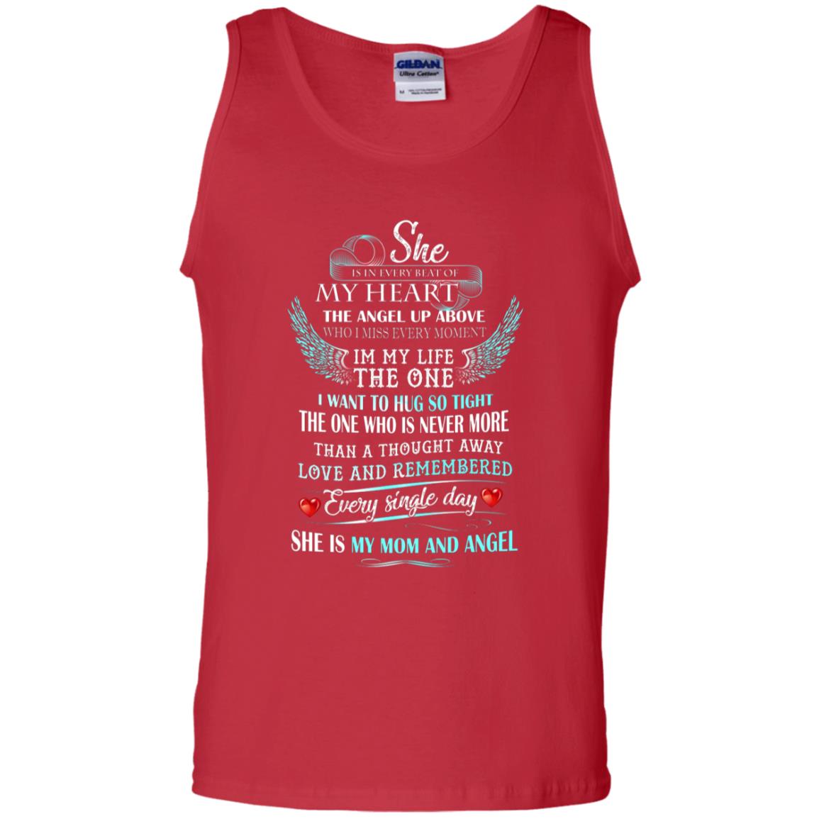 She Is In Every Beat Of My Heart The Angel Up Above She Is My Mom And Angel Shirt Red
