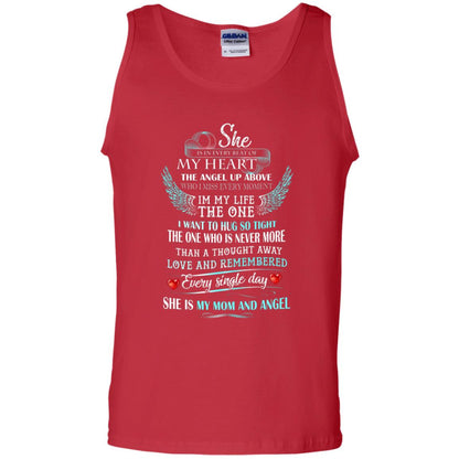 She Is In Every Beat Of My Heart The Angel Up Above She Is My Mom And Angel Shirt Red