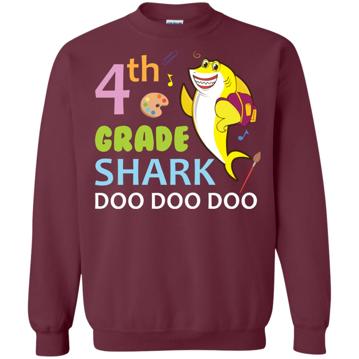 4th Grade Shark Doo Doo Doo Back To School T-shirt Maroon
