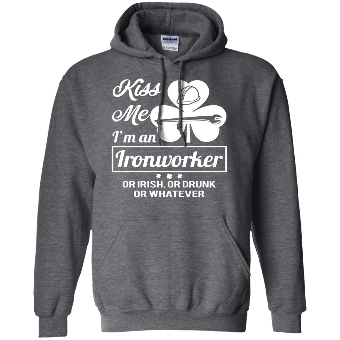 Funny St Patricks Day Shirt Kiss Me I Am An Ironworker Dark Heather