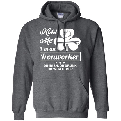 Funny St Patricks Day Shirt Kiss Me I Am An Ironworker Dark Heather
