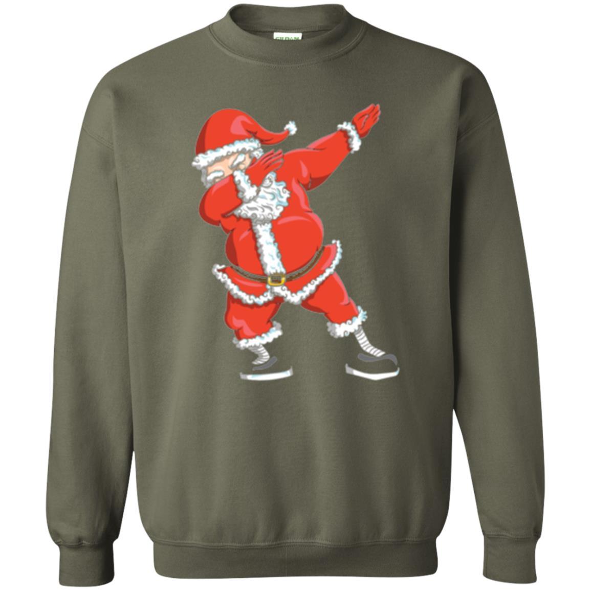Christmas T-shirt Dabbing Santa Claus T-shirt Military Green