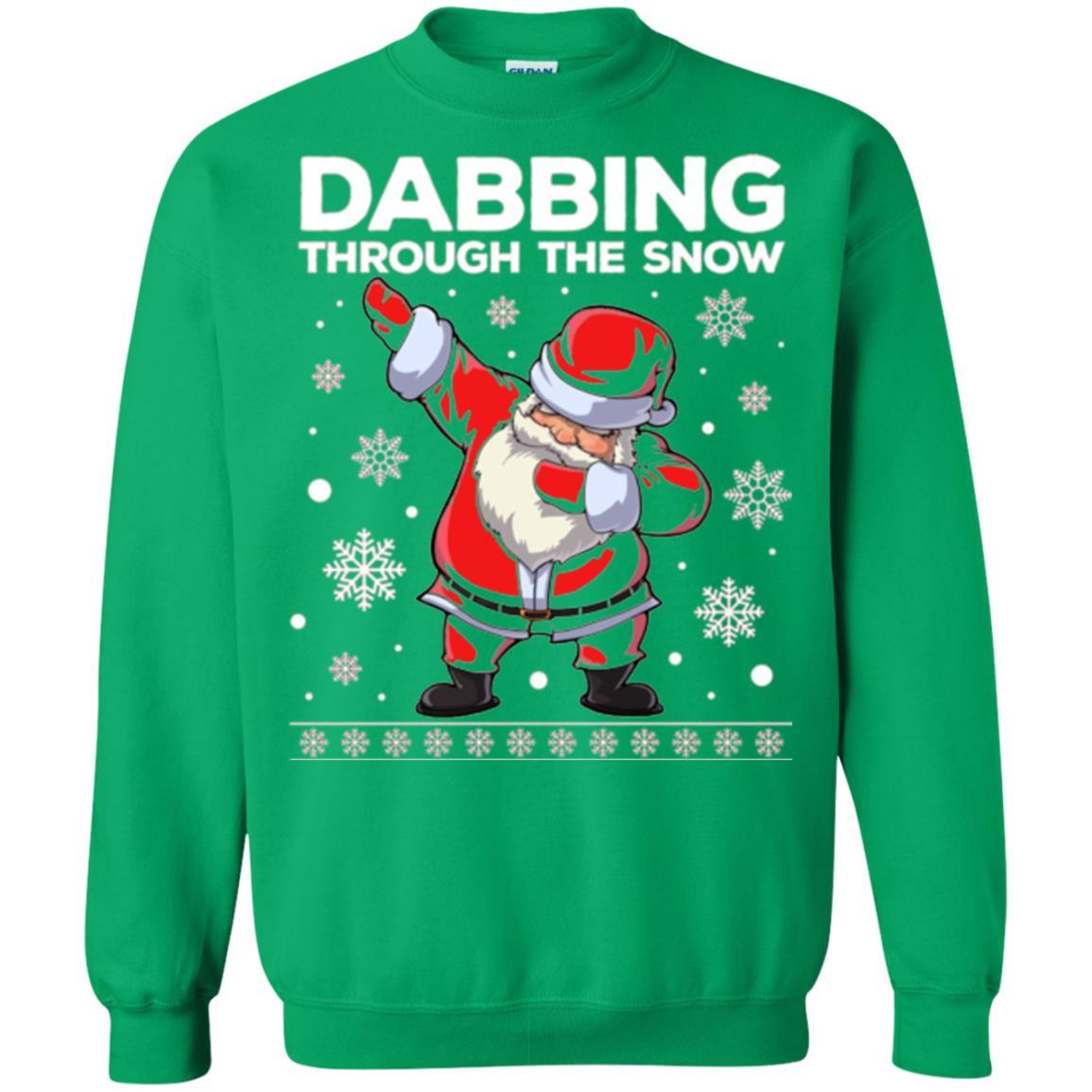 Christmas T-shirt Dabbing Through The Snow T-shirt Irish Green