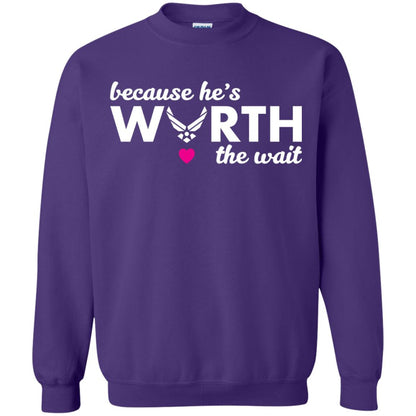 Because He Is Worth The Wait Military Wife Girlfriend T-shirt Purple