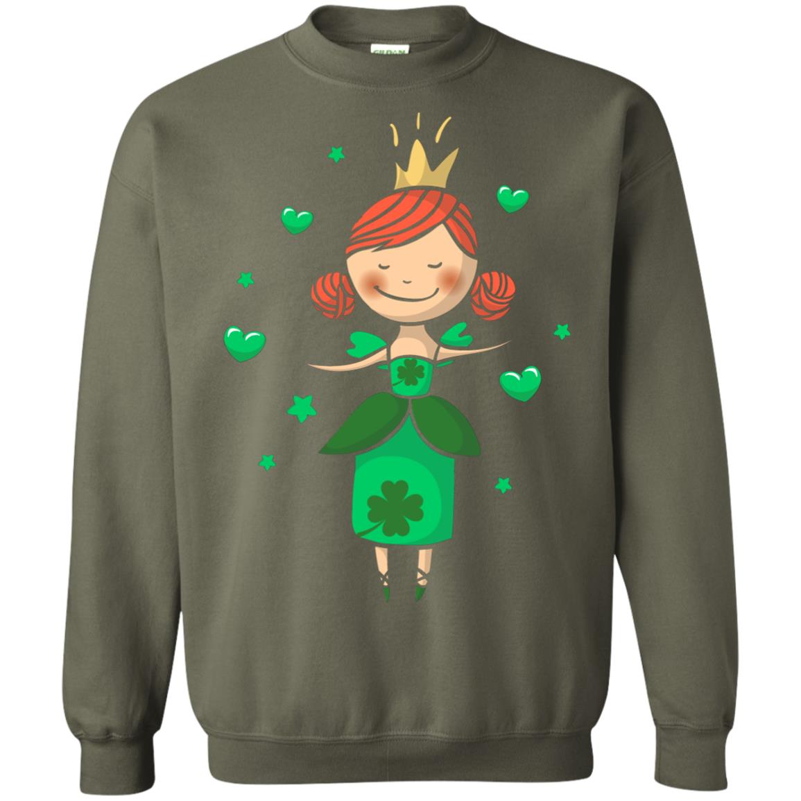 Irish Princess St. Patricks Day Gift Shirt For Girls Military Green