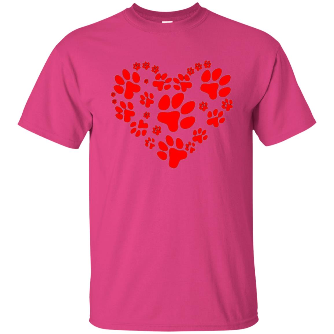 Dog Lover T-shirt Dog Paw Heart Valentine T-shirt Heliconia