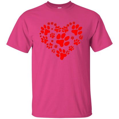 Dog Lover T-shirt Dog Paw Heart Valentine T-shirt Heliconia