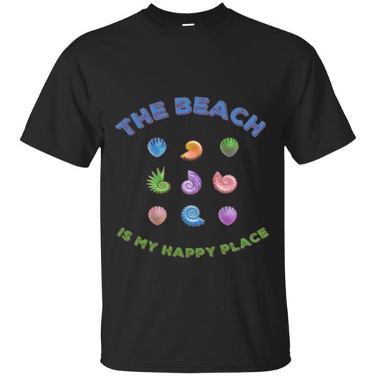 Shell T-shirt The Beach Is My Happy Place Black