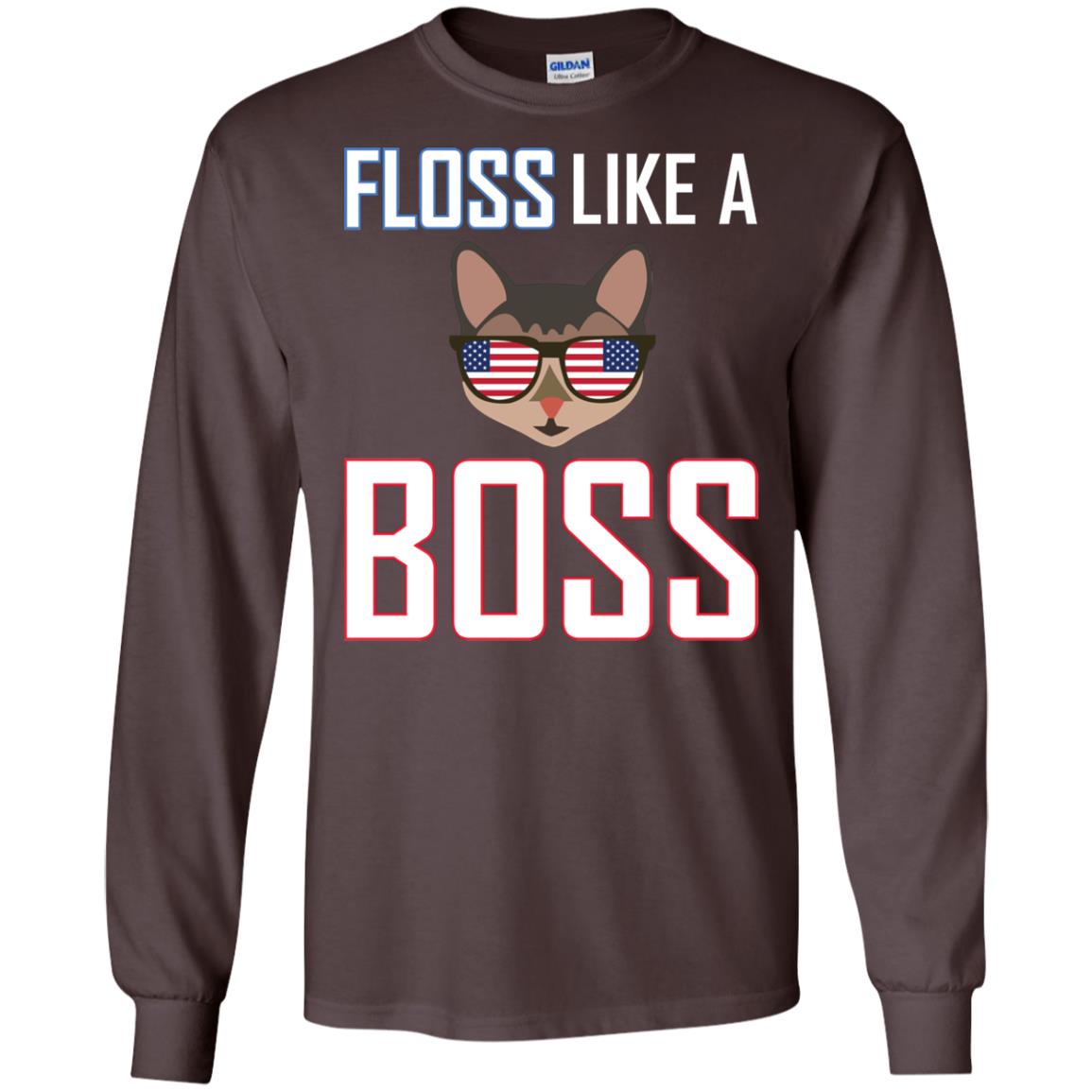 Floss Like A Boss Cat Shirt Dark Chocolate