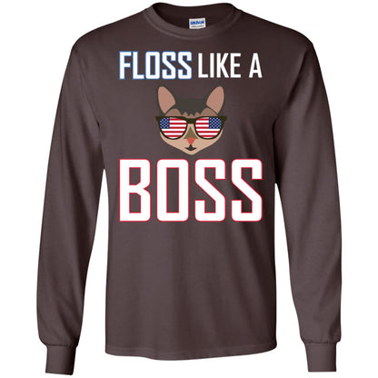 Floss Like A Boss Cat Shirt Dark Chocolate