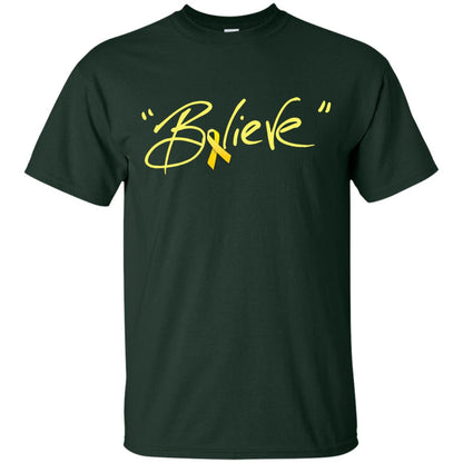 Sarcoma Bone Bladder Cancer Awareness Shirt Yellow Ribbon Believe Forest