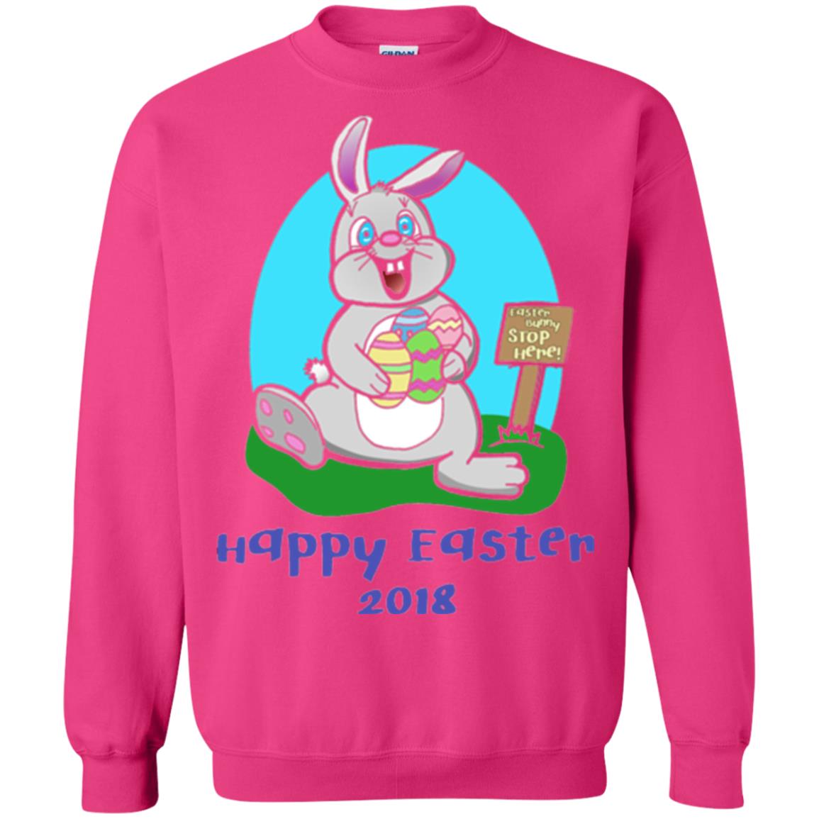 Easter Bunny Stop Here Funny Easter Day T-shirt Heliconia