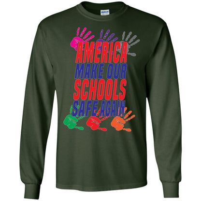 America Make Our Schools Safe Again Gu Control T-shirt Forest Green
