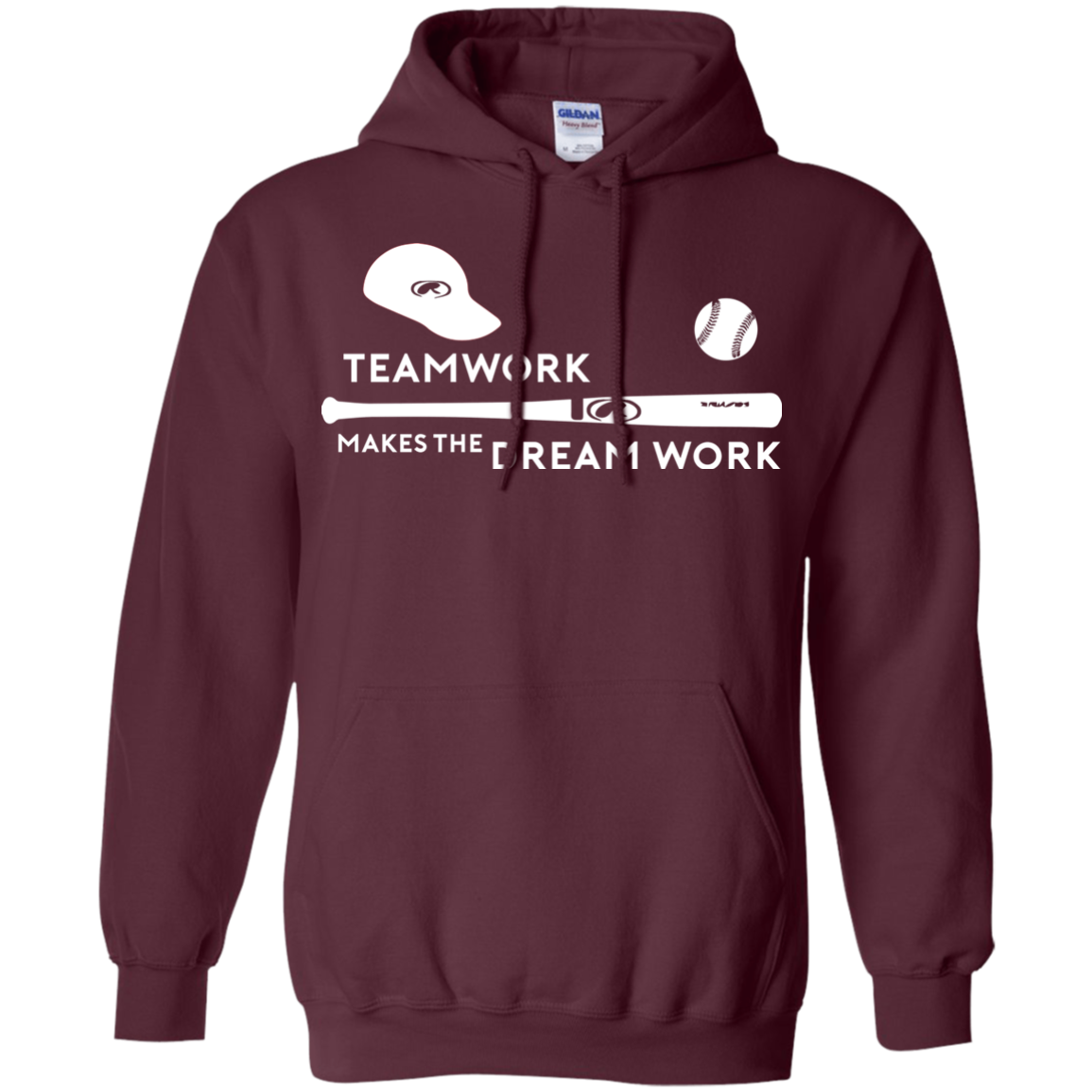 Baseball T-shirt Teamwork Makes The Dream Work Maroon