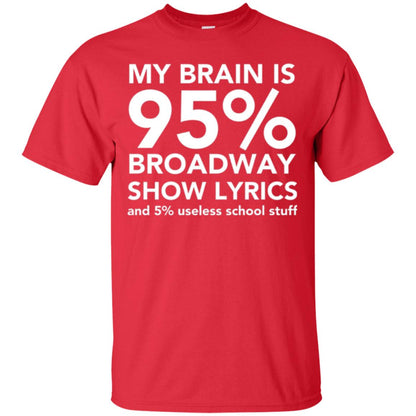 Musical T-shirt My Brain Is 95_ Broadway Show Lyrics And 5_ Useless School Stuff Red