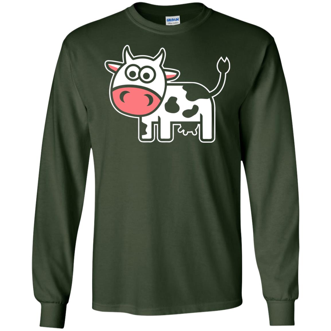 Cute Comic Cow Lover T-shirt Forest Green