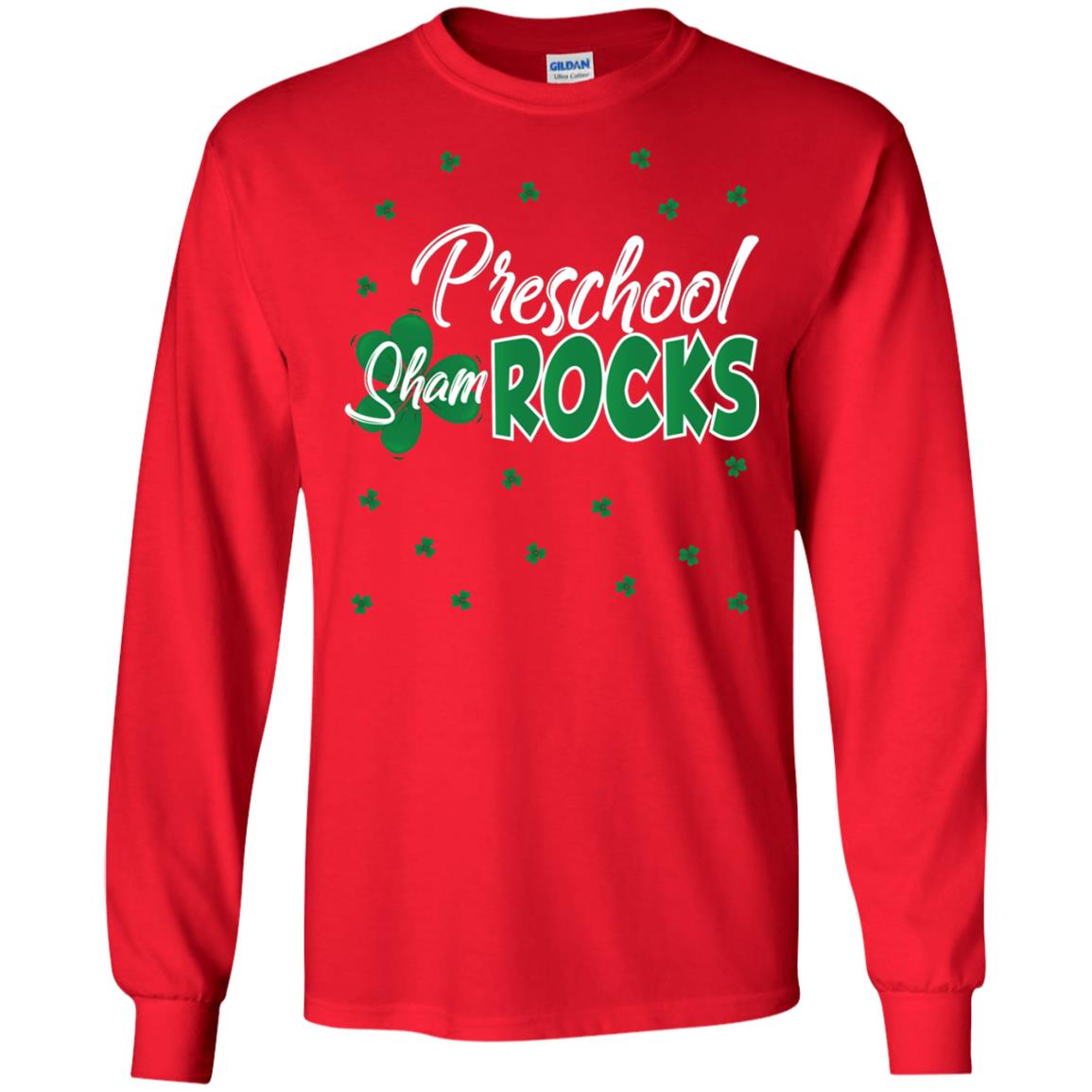 Preschool Shamrocks St. Patrick_s Day School T-shirt Red