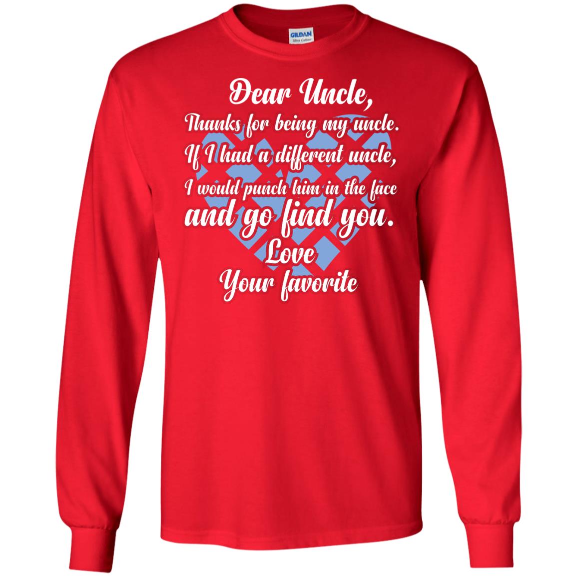 Dear Unclethank For Being My Uncle Family T-shirt Red
